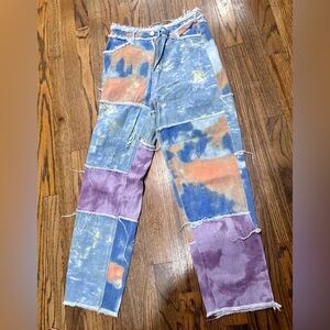 SHEIN Distressed Denim with Blue and Orange Accents